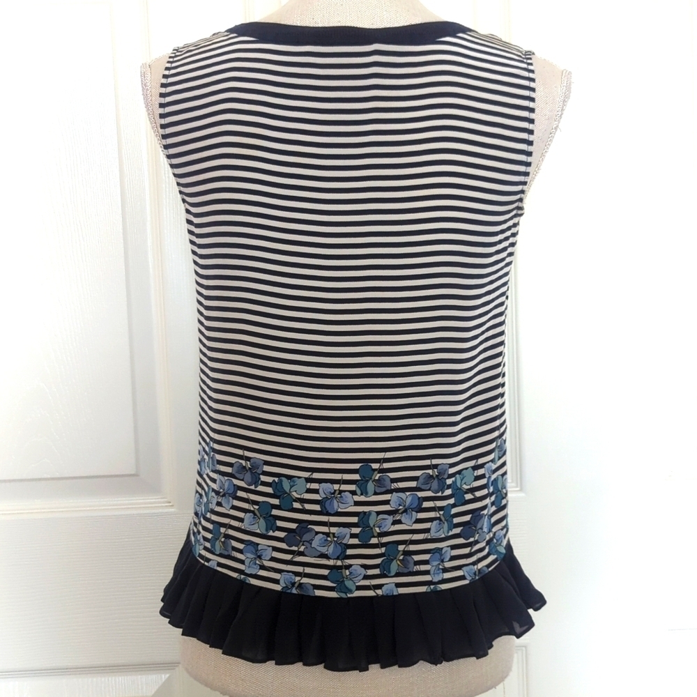 Tory Burch Blue and White Embellished Crop Tank Top - Picture 5 of 7
